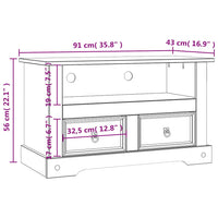vidaXL Móvel de TV Corona Range em pinho mexicano 91x43x56 cm