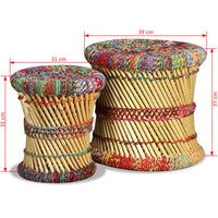 vidaXL Bancos com detalhes chindi 2 pcs bambu multicor