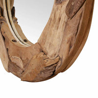 vidaXL Espelho decorativo em teca 60 cm redondo