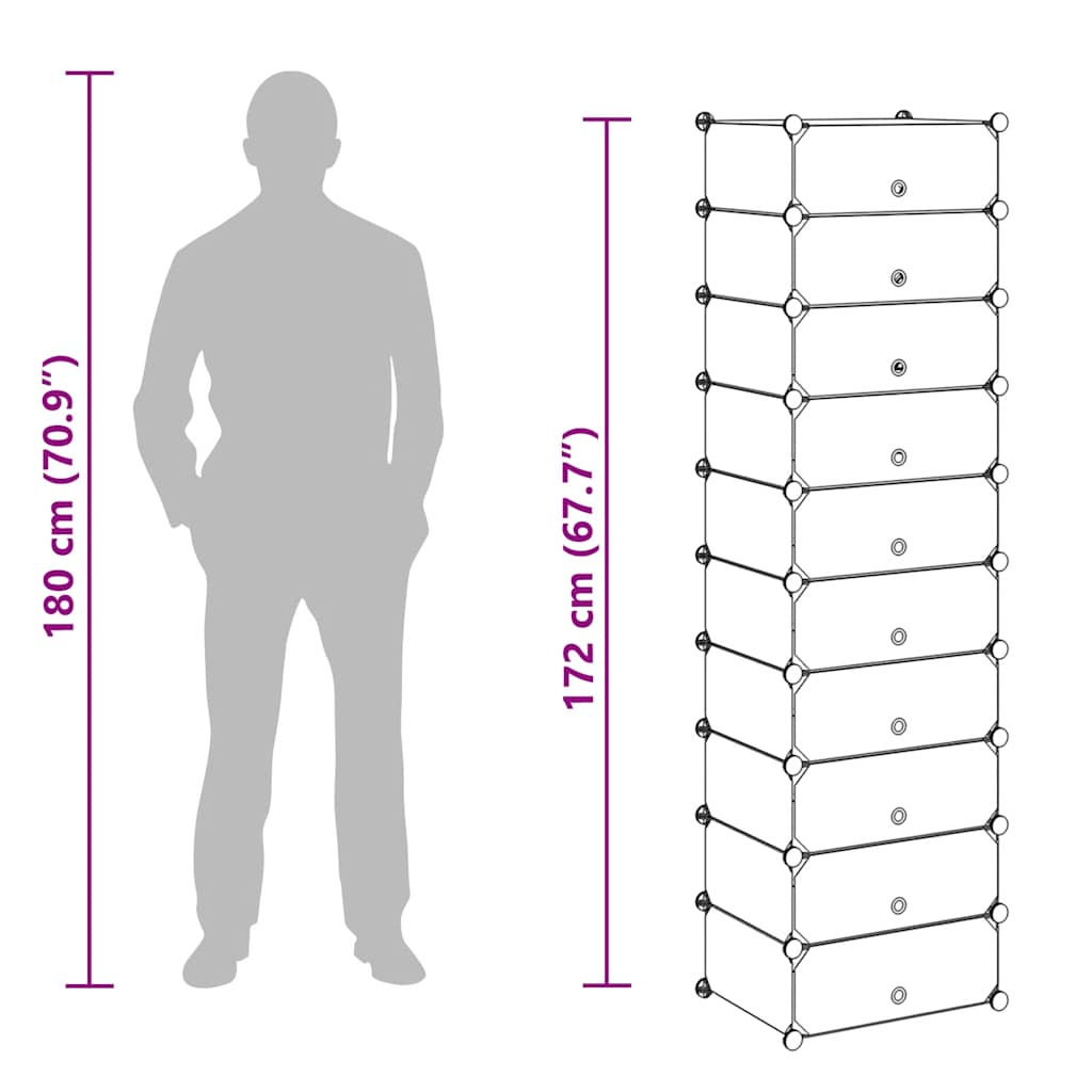 vidaXL Sapateira c/ 10 compartimentos de arrumação interligados branco