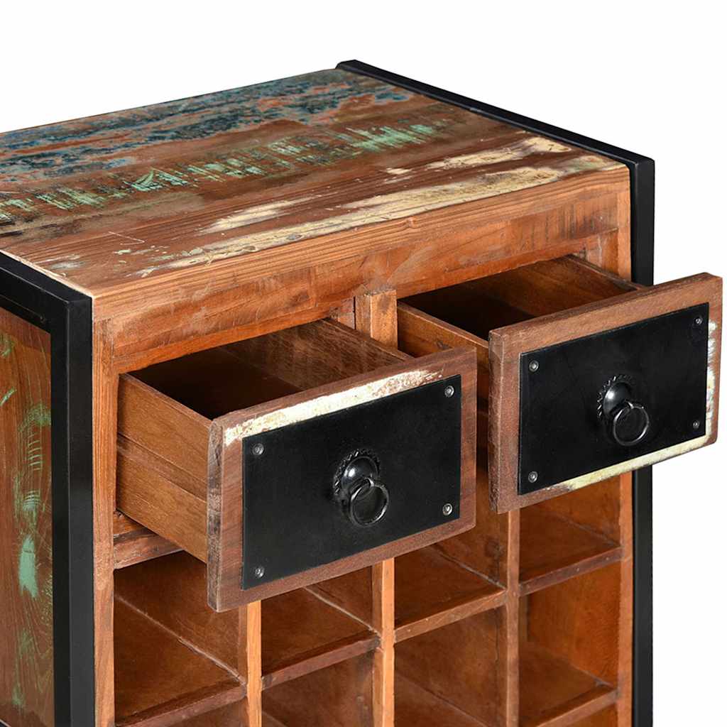 vidaXL Garrafeira para 16 garrafas madeira reciclada maciça