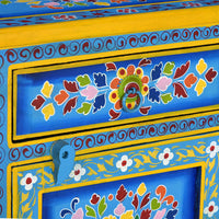 vidaXL Mesa cabeceira madeira mangueira maciça turquesa pintada à mão