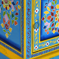 vidaXL Mesa cabeceira madeira mangueira maciça turquesa pintada à mão