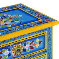 vidaXL Mesa cabeceira madeira mangueira maciça turquesa pintada à mão