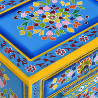 vidaXL Mesa cabeceira madeira mangueira maciça turquesa pintada à mão