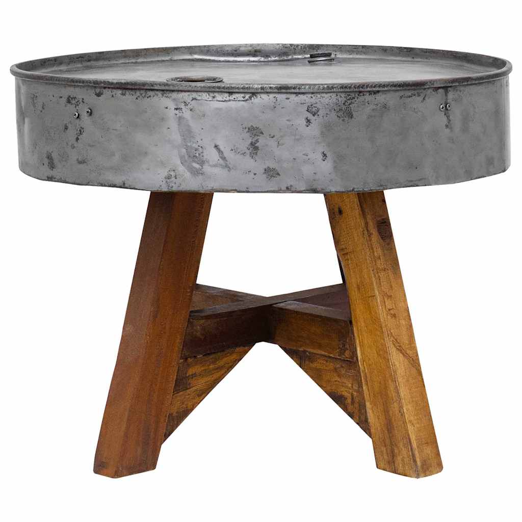 vidaXL Mesa de centro 60x45 cm mistura de madeira recicladas prateado
