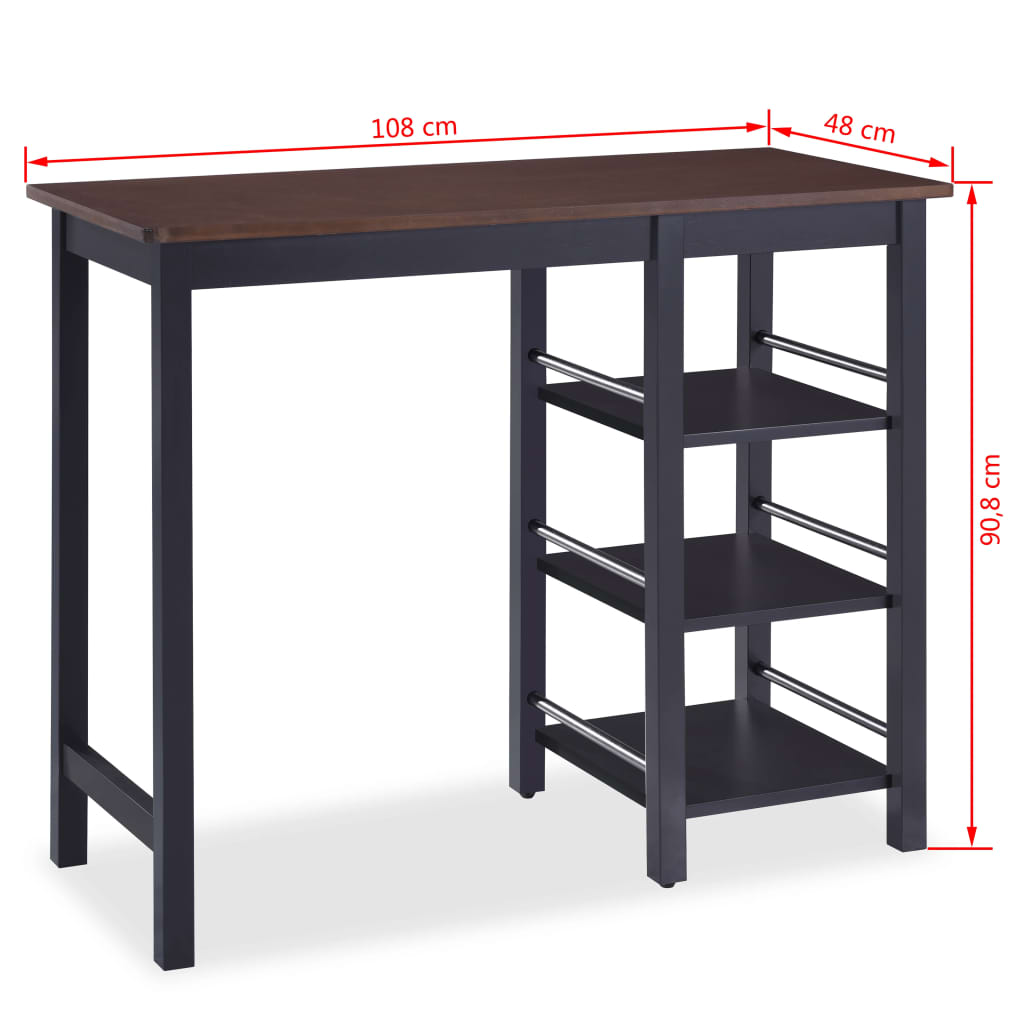 vidaXL Conjunto de bar 3 pcs MDF preto