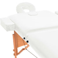 vidaXL Mesa de massagem dobrável de 2 zonas 10 cm espessura branco