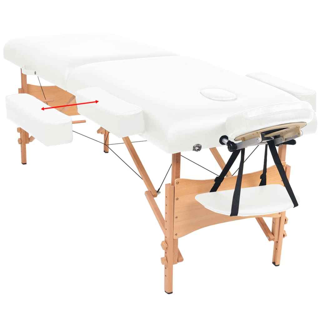 vidaXL Mesa de massagem dobrável de 2 zonas 10 cm espessura branco