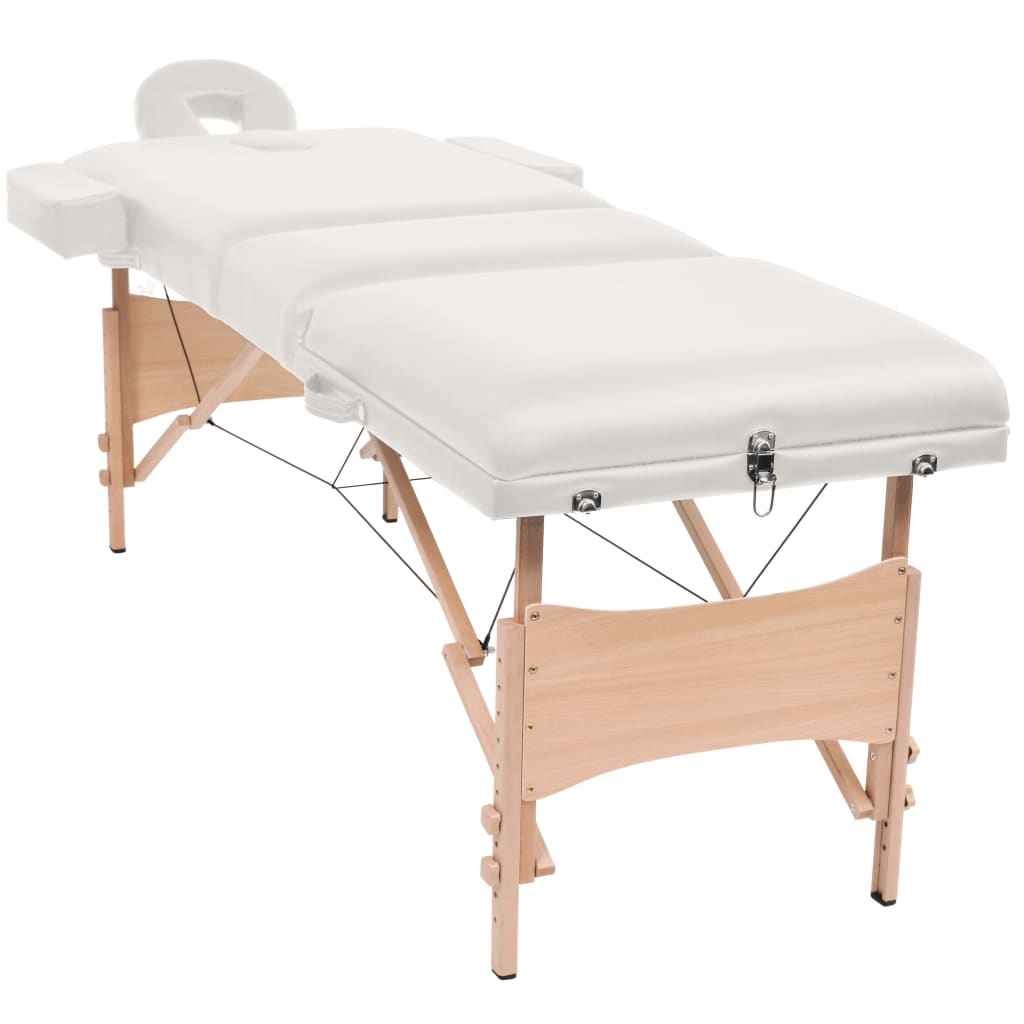 vidaXL Mesa de massagens dobrável 3 zonas 10 cm espessura branco