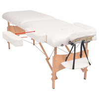 vidaXL Mesa massagem dobrável 2 zonas + banco 10 cm espessura branco