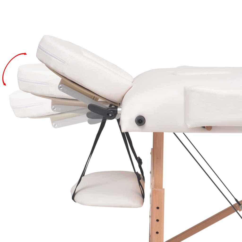 vidaXL Mesa massagem dobrável 2 zonas + banco 10 cm espessura branco