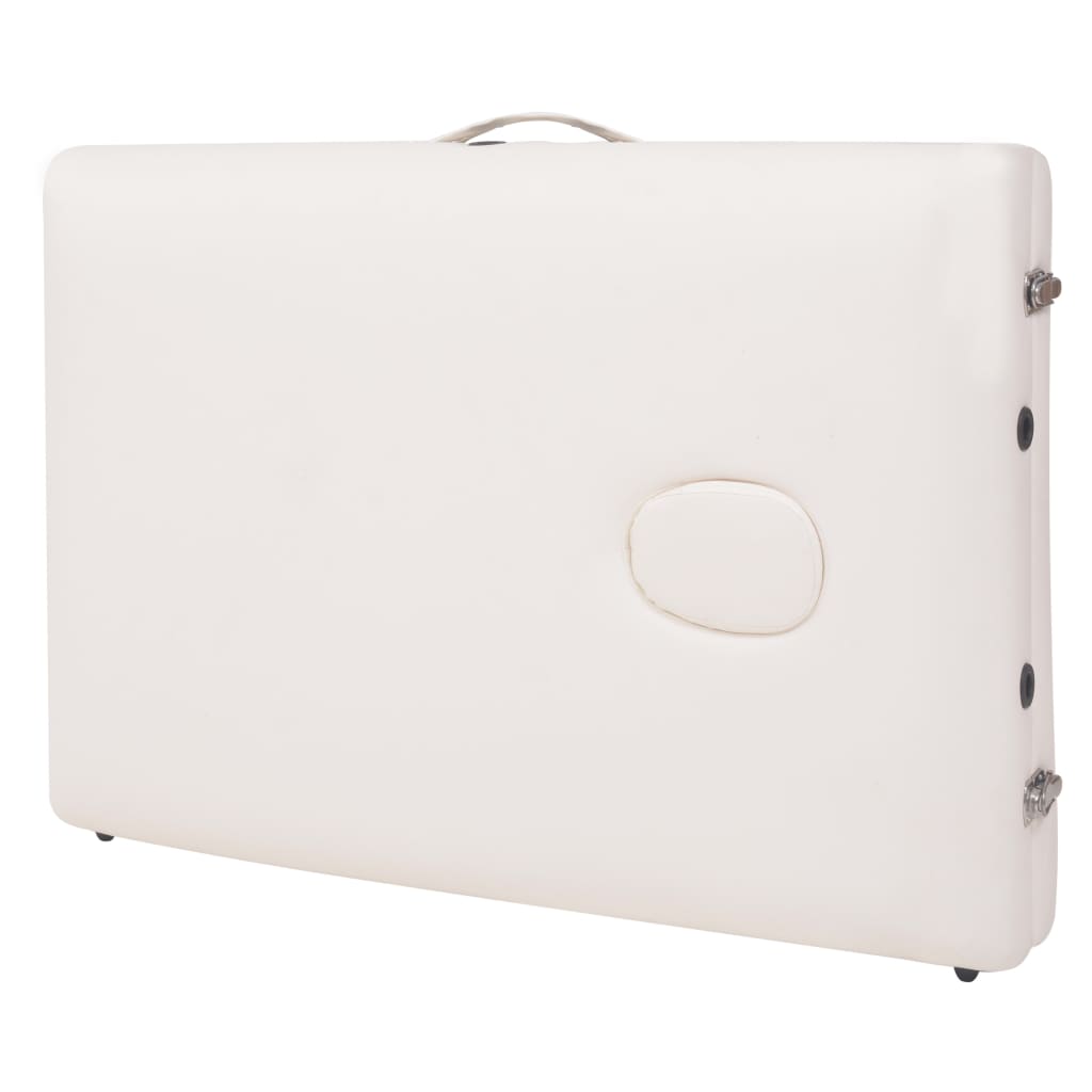 vidaXL Mesa massagem dobrável 2 zonas + banco 10 cm espessura branco