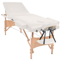 vidaXL Mesa massagem dobrável 3 zonas + banco 10 cm espessura branco