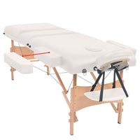 vidaXL Mesa massagem dobrável 3 zonas + banco 10 cm espessura branco