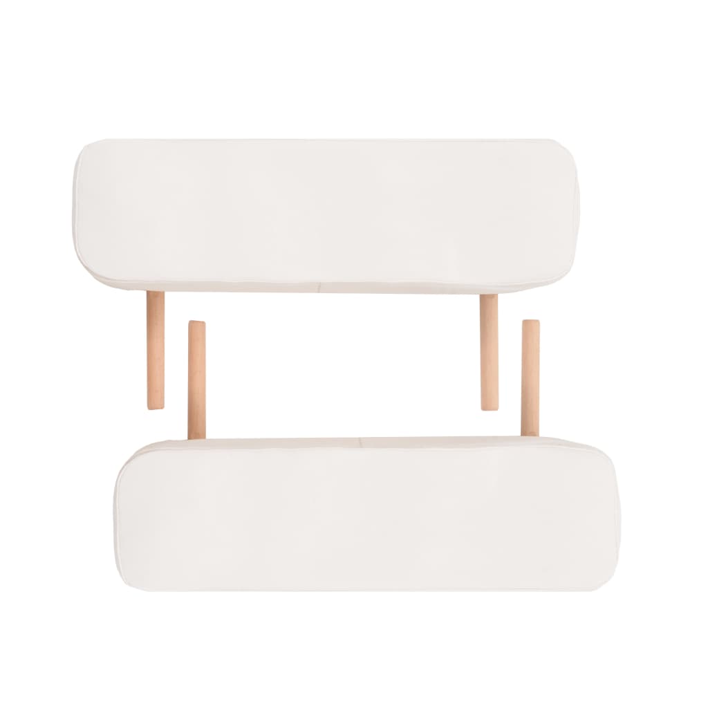 vidaXL Mesa massagem dobrável 3 zonas + banco 10 cm espessura branco
