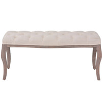 vidaXL Banco em linho e madeira maciça 110x38x48 cm branco nata