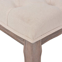 vidaXL Banco em linho e madeira maciça 110x38x48 cm branco nata