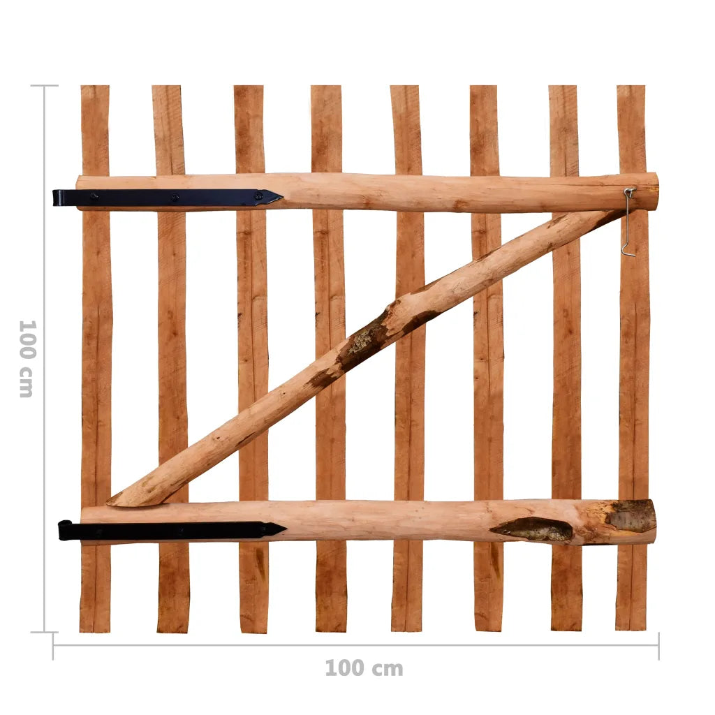 Portão para cerca 1 pc 100x100cm madeira de aveleira impregnada