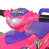 Moto4 para crianças com som e luz rosa e roxo