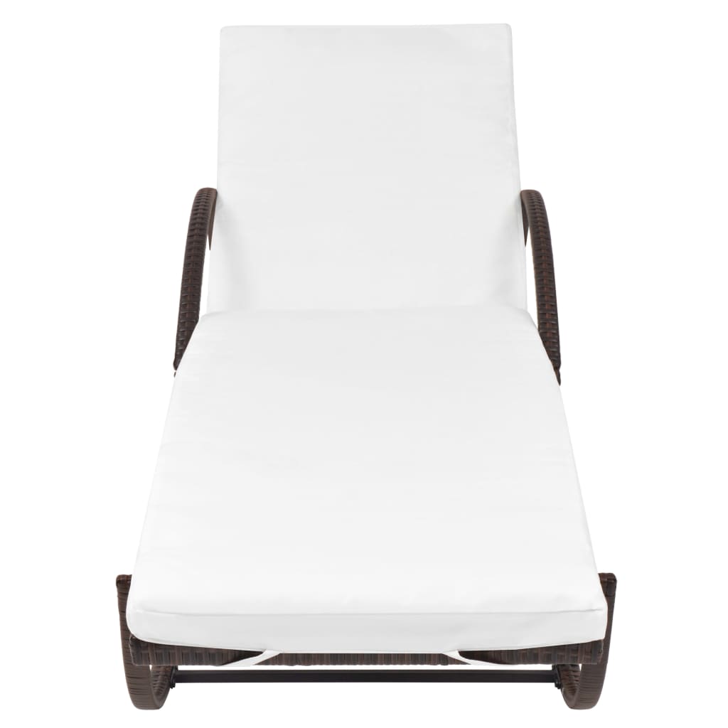 vidaXL Espreguiçadeiras com mesa 2 pcs vime PE castanho