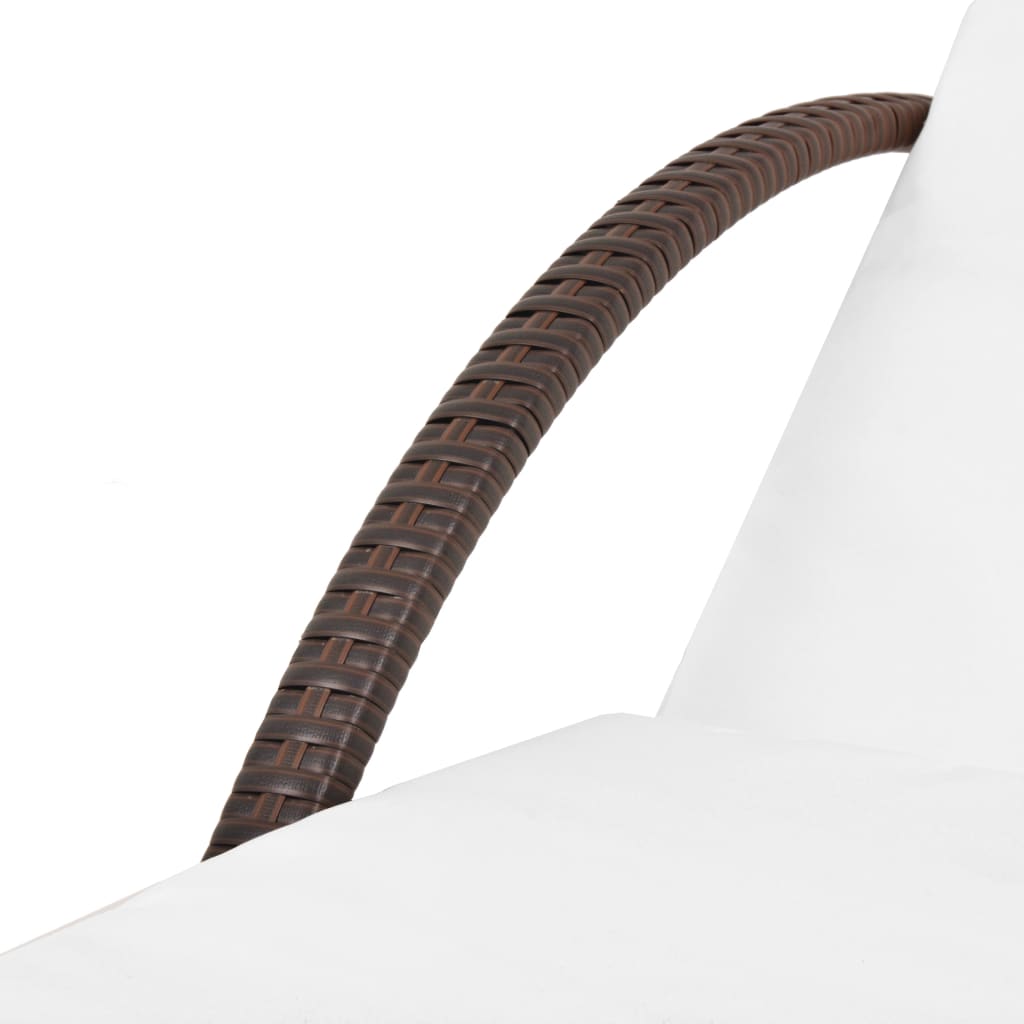 vidaXL Espreguiçadeiras com mesa 2 pcs vime PE castanho