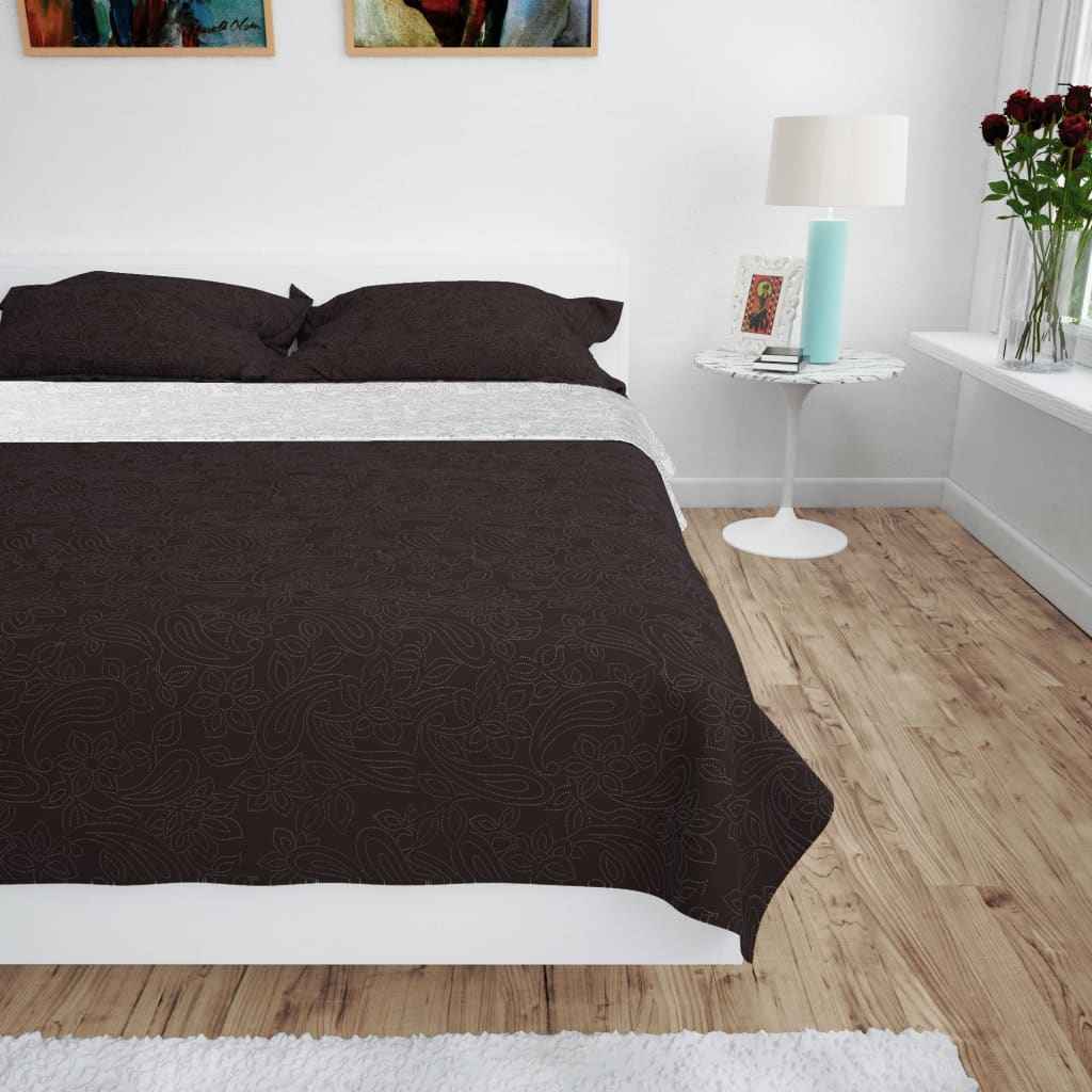 vidaXL Colcha de dupla face acolchoada 170x210 cm creme e castanho