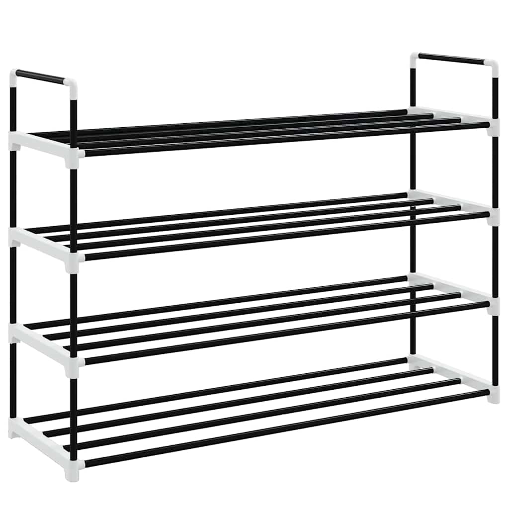 vidaXL Sapateira com 4 prateleiras metal e plástico preto