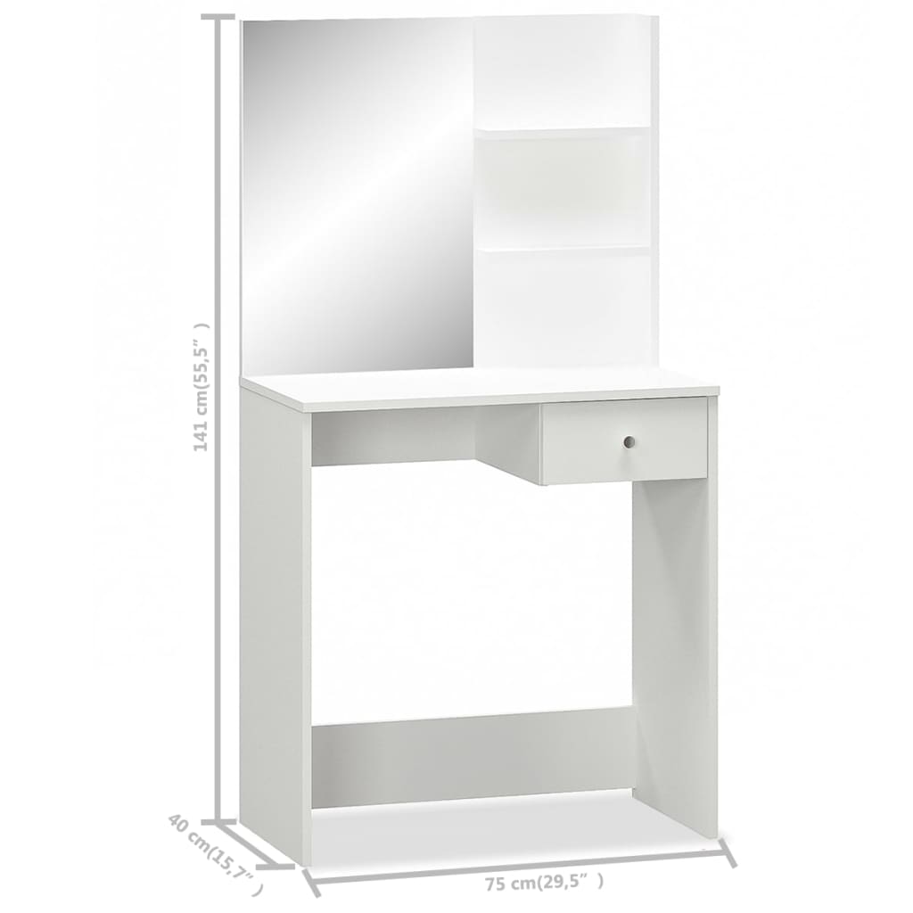 vidaXL Toucador em aglomerado 75x40x141 cm branco