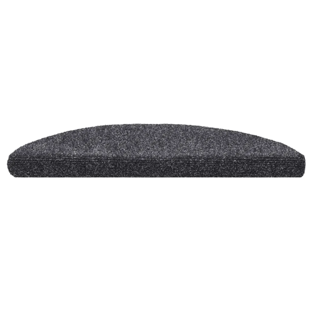 Tapetes de escada autoadesivos 15 peças 56x17x3 cm cinza escuro semicircular