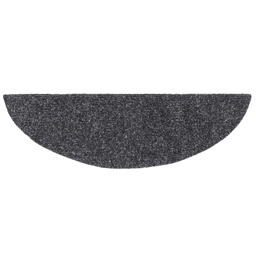 Tapetes de escada autoadesivos 15 peças 56x17x3 cm cinza escuro semicircular