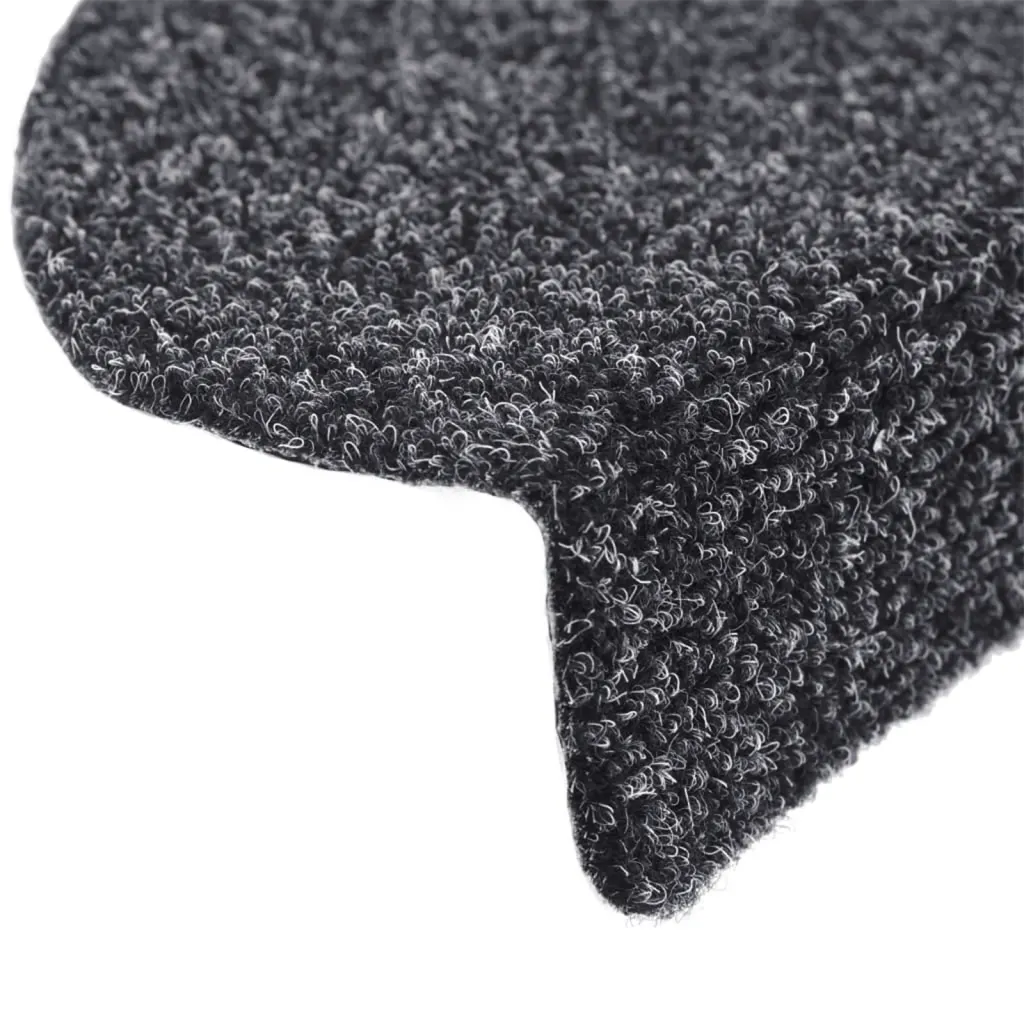 Tapetes de escada autoadesivos 15 peças 56x17x3 cm cinza escuro semicircular