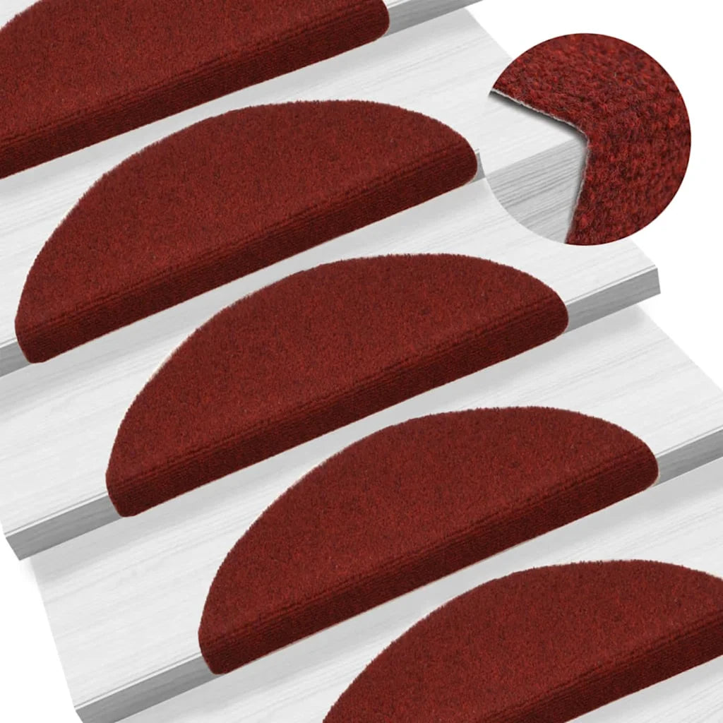 Tapetes de escada autoadesivos 15 peças 56x17x3 cm  bordô meia-lua