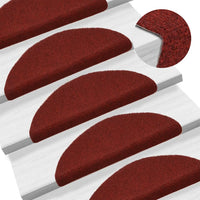 Tapetes de escada autoadesivos 15 peças 56x17x3 cm  bordô meia-lua