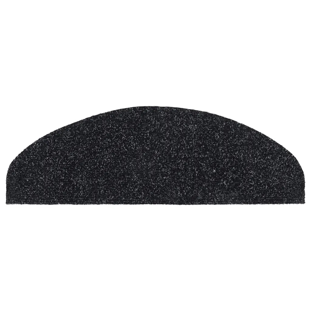 Tapetes de escada autoadesivos 15 peças 65x21x4 cm pretos semicirculares grandes
