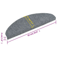 Tapetes de escada autoadesivos 15 peças 65x21x4 cm cinza claro semicircular grande
