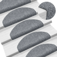 Tapetes de escada autoadesivos 15 peças 65x21x4 cm cinza claro semicircular grande