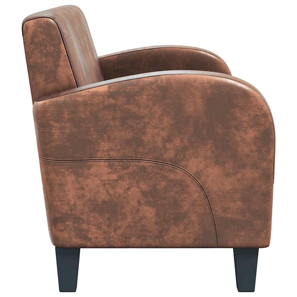 vidaXL Sofá de 2 lugares camurça artificial castanho