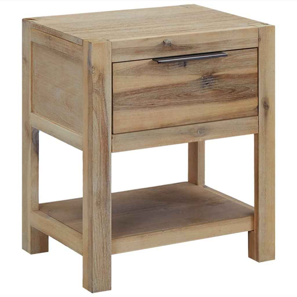 vidaXL Mesa de cabeceira c/ gaveta 40x30x48 cm madeira acácia maciça