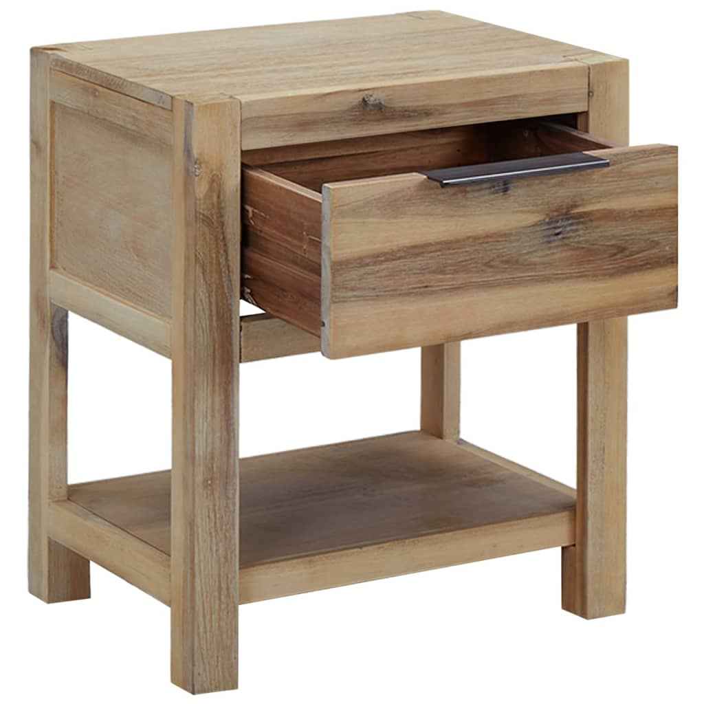 vidaXL Mesa de cabeceira c/ gaveta 40x30x48 cm madeira acácia maciça
