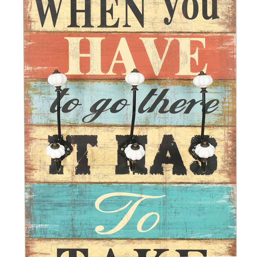 vidaXL Bengaleiro de parede com 6 ganchos 120x40 cm HOME IS