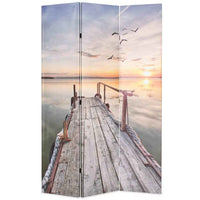 vidaXL Biombo dobrável com estampa de lago 120x170 cm