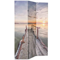 vidaXL Biombo dobrável com estampa de lago 120x170 cm