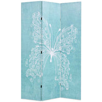 vidaXL Biombo dobrável com estampa de borboleta azul 120x170 cm