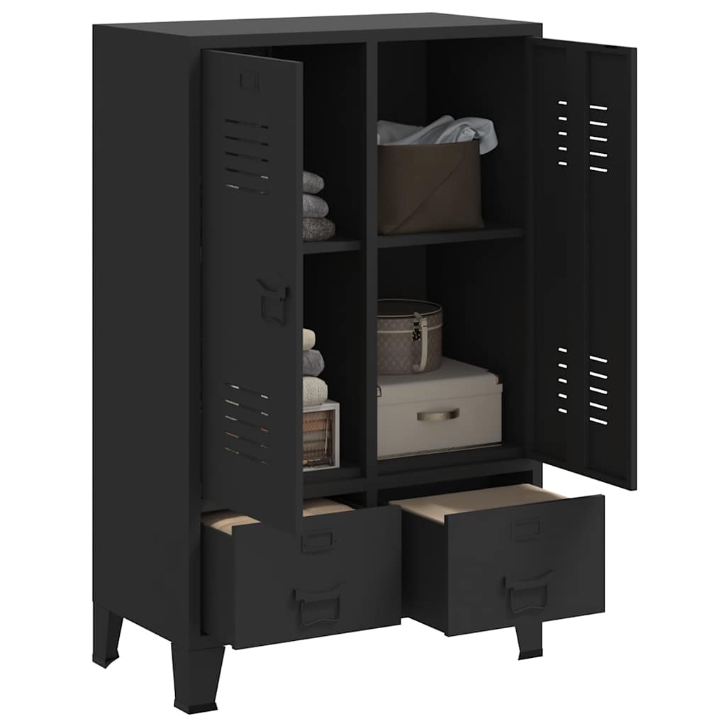 vidaXL Roupeiro estilo industrial em metal 67x35x107 cm preto