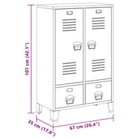 vidaXL Roupeiro estilo industrial em metal 67x35x107 cm preto