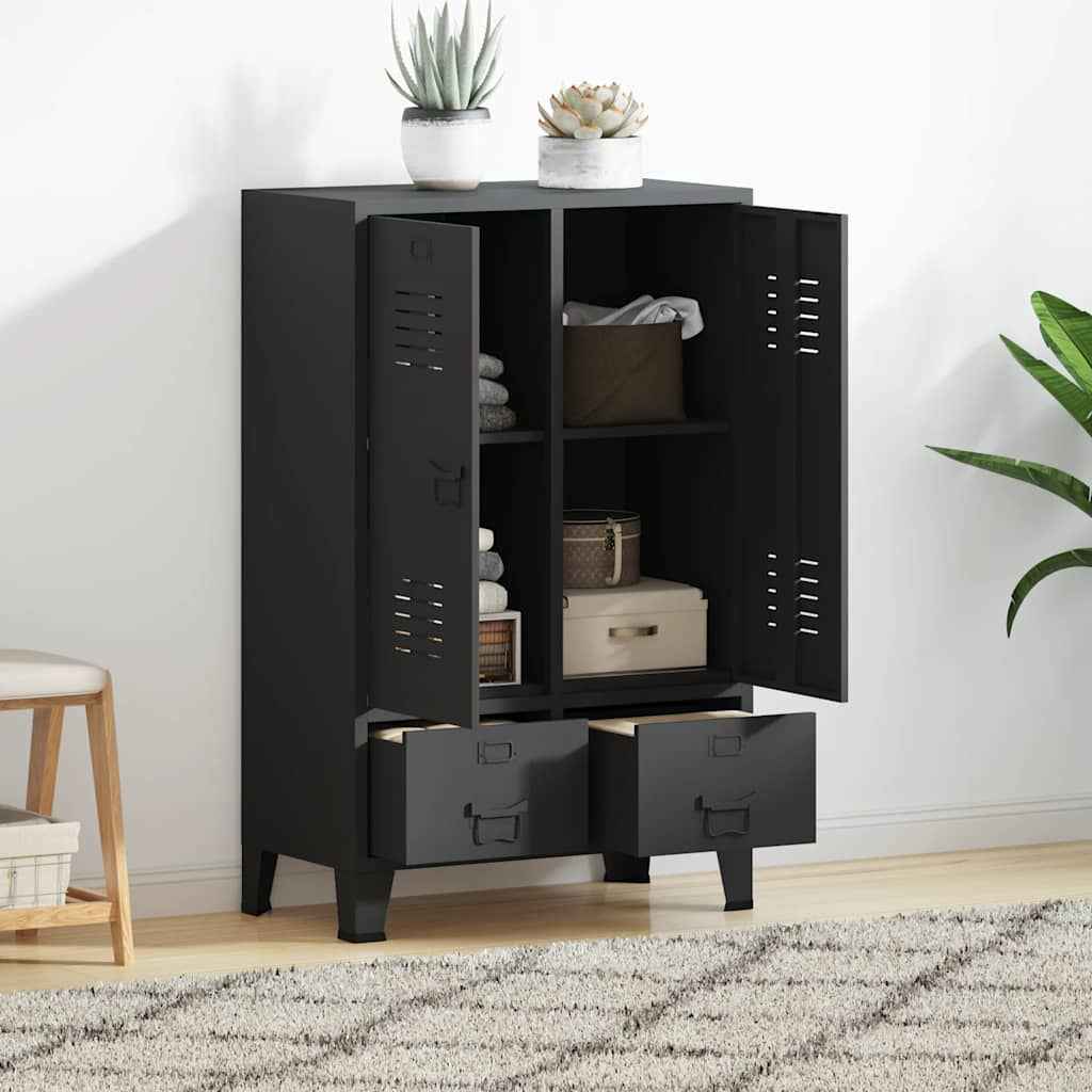 vidaXL Roupeiro estilo industrial em metal 67x35x107 cm preto