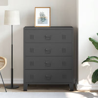vidaXL Armário de gavetas em metal estilo industrial 78x40x93 cm preto