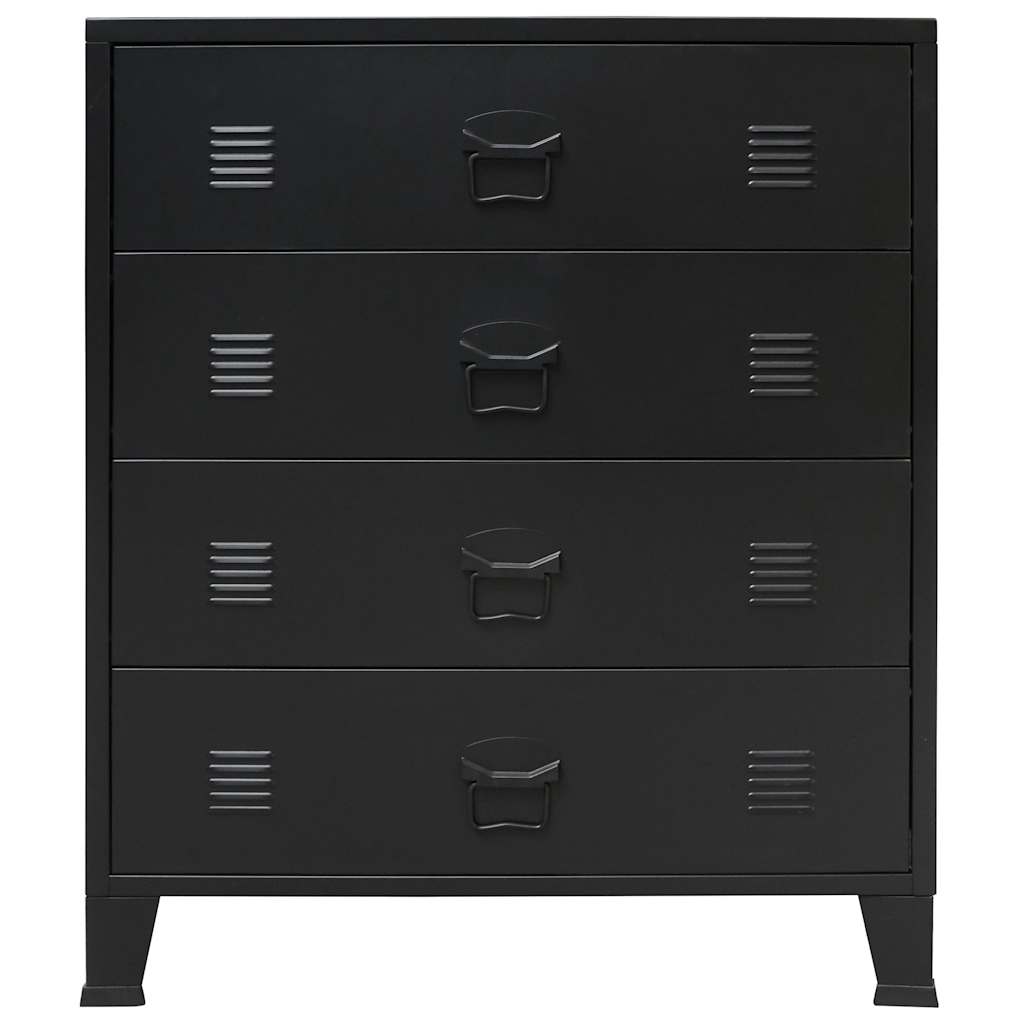vidaXL Armário de gavetas em metal estilo industrial 78x40x93 cm preto