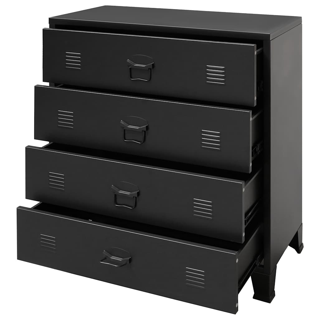 vidaXL Armário de gavetas em metal estilo industrial 78x40x93 cm preto